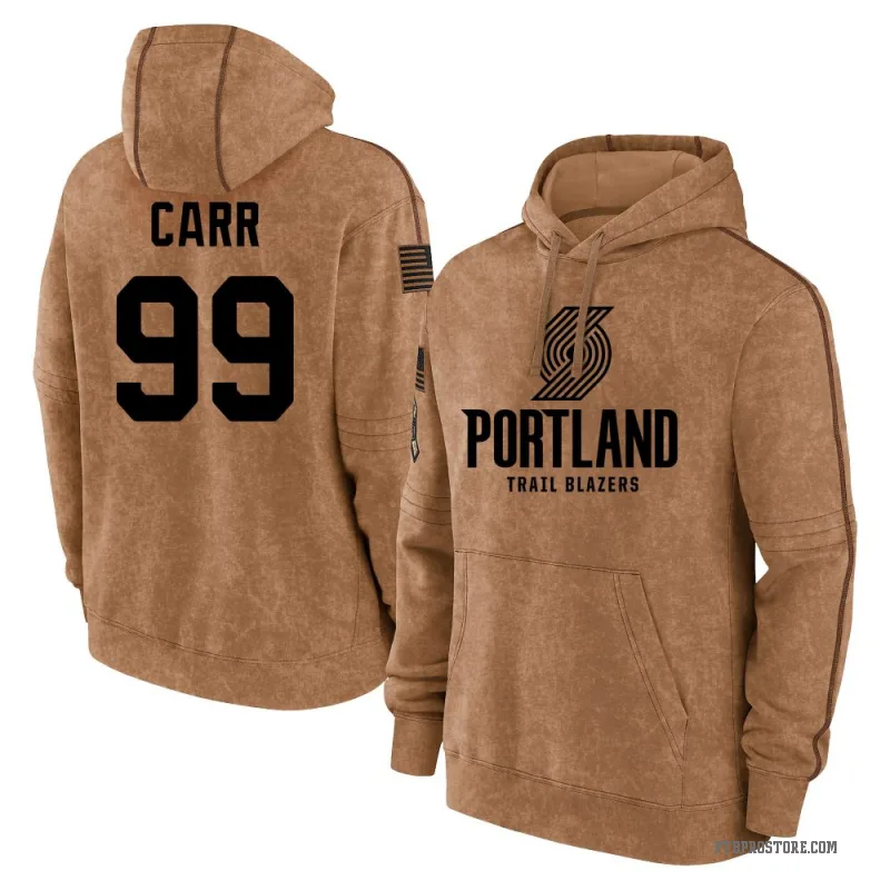 Andrew Carr Youth Brown Portland Trail Blazers 2023 Salute to Service Club Pullover Hoodie