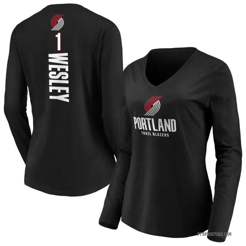 Blake Wesley Women's Black Portland Trail Blazers Backer Long Sleeve T-Shirt