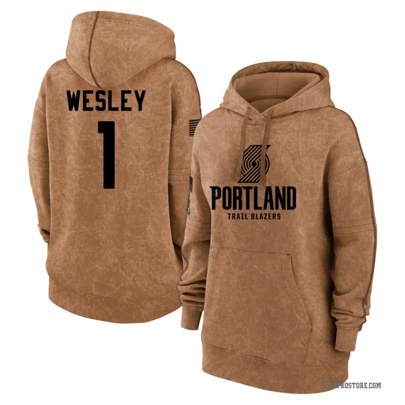 Blake Wesley Women's Brown Portland Trail Blazers 2023 Salute to Service Pullover Hoodie