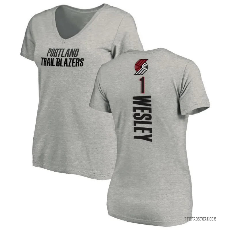Blake Wesley Women's Portland Trail Blazers Ash Backer T-Shirt