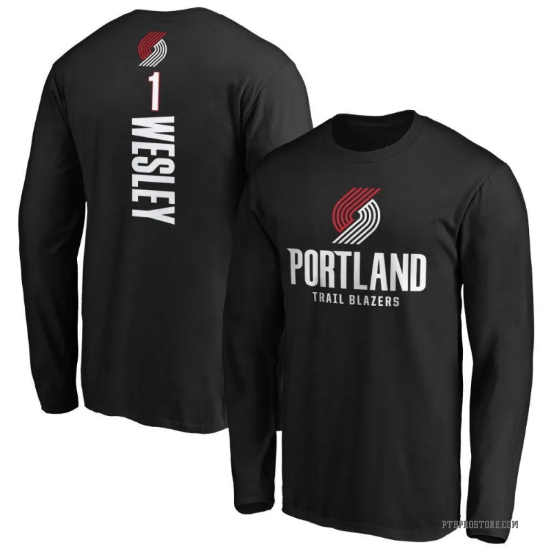 Blake Wesley Youth Black Portland Trail Blazers Backer Long Sleeve T-Shirt