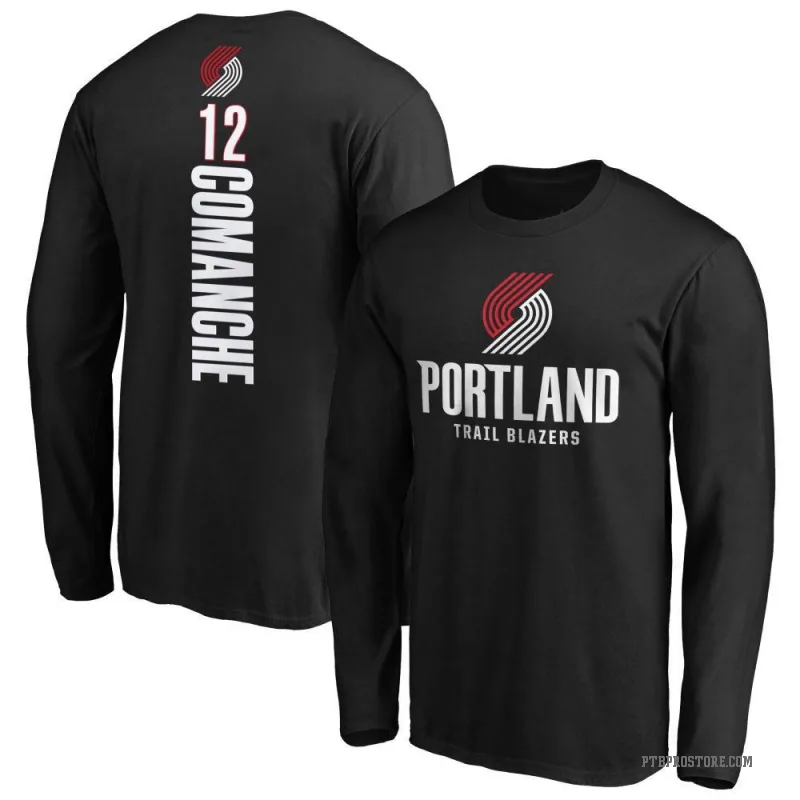 Chance Comanche Men's Black Portland Trail Blazers Backer Long Sleeve T-Shirt