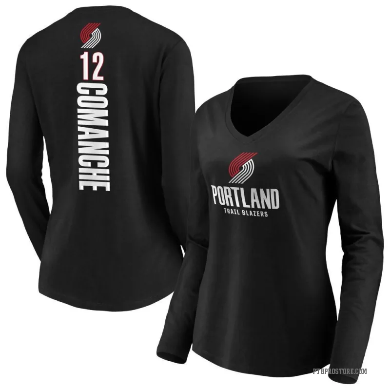 Chance Comanche Women's Black Portland Trail Blazers Backer Long Sleeve T-Shirt