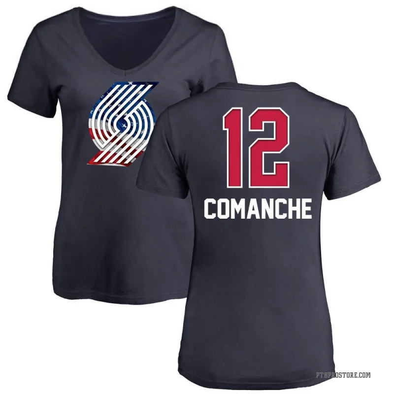Chance Comanche Women's Navy Portland Trail Blazers Name and Number Banner Wave V-Neck T-Shirt