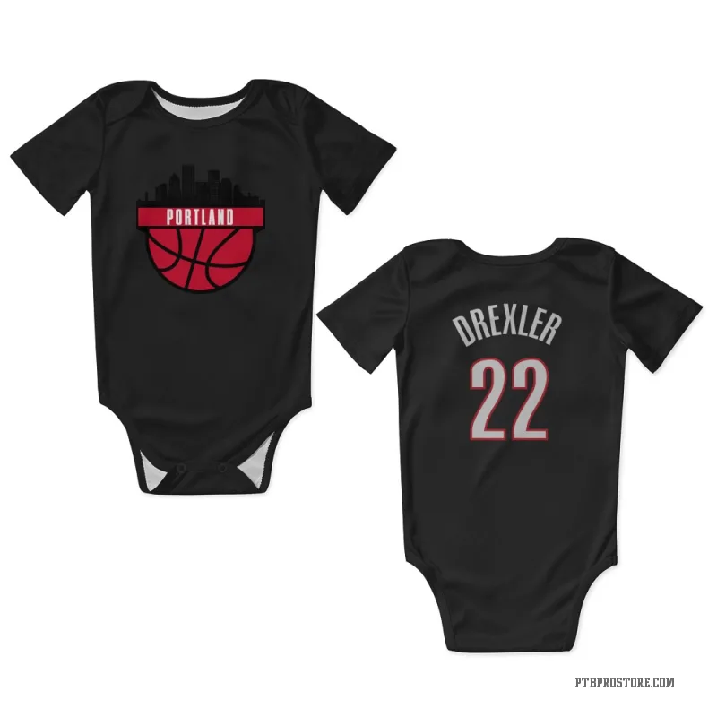 Clyde Drexler  Black Portland Trail Blazers  Newborn & Infant Bodysuit