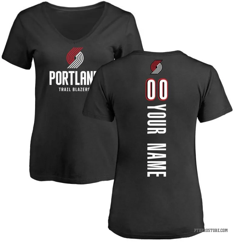 Custom Women's Black Portland Trail Blazers Backer T-Shirt