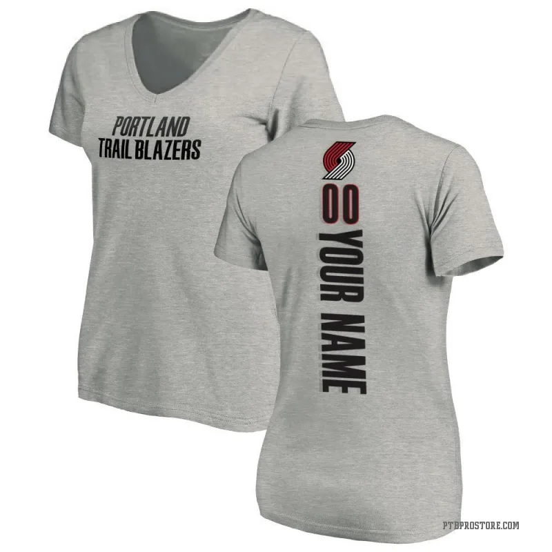 Custom Women's Portland Trail Blazers Ash Backer T-Shirt