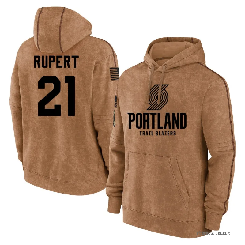 Rayan Rupert Men's Brown Portland Trail Blazers 2023 Salute to Service Club Pullover Hoodie