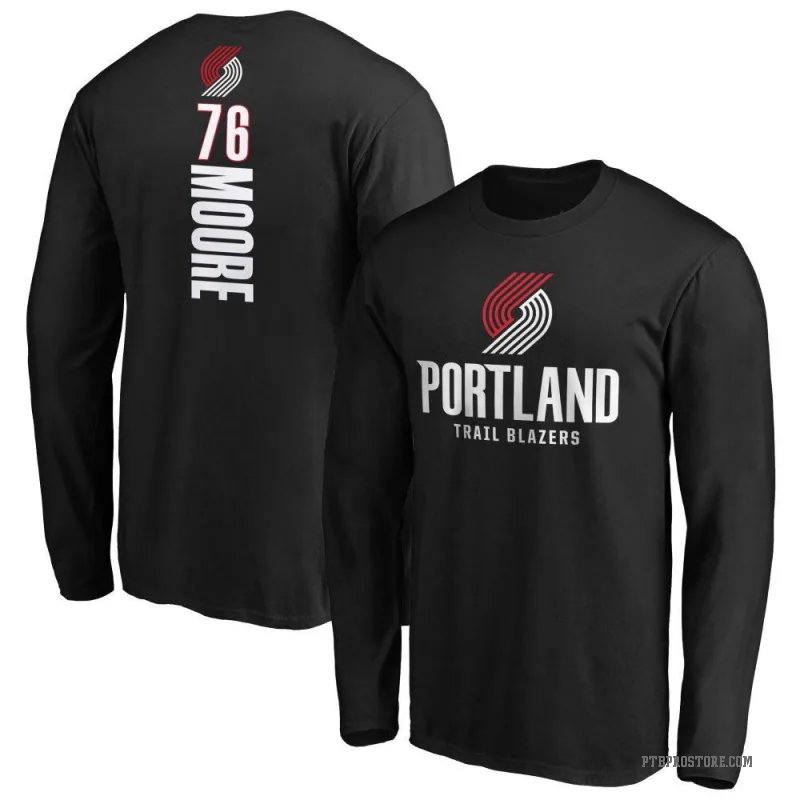 Taze Moore Men's Black Portland Trail Blazers Backer Long Sleeve T-Shirt