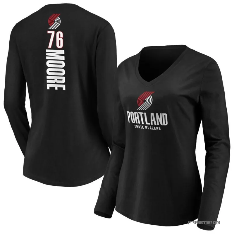 Taze Moore Women's Black Portland Trail Blazers Backer Long Sleeve T-Shirt
