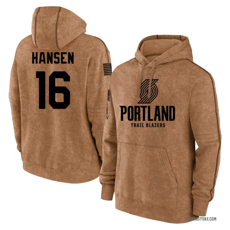 Yang Hansen Men's Brown Portland Trail Blazers 2023 Salute to Service Club Pullover Hoodie