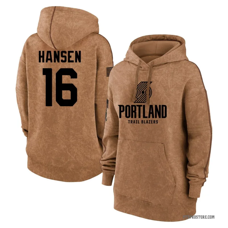 Yang Hansen Women's Brown Portland Trail Blazers 2023 Salute to Service Pullover Hoodie